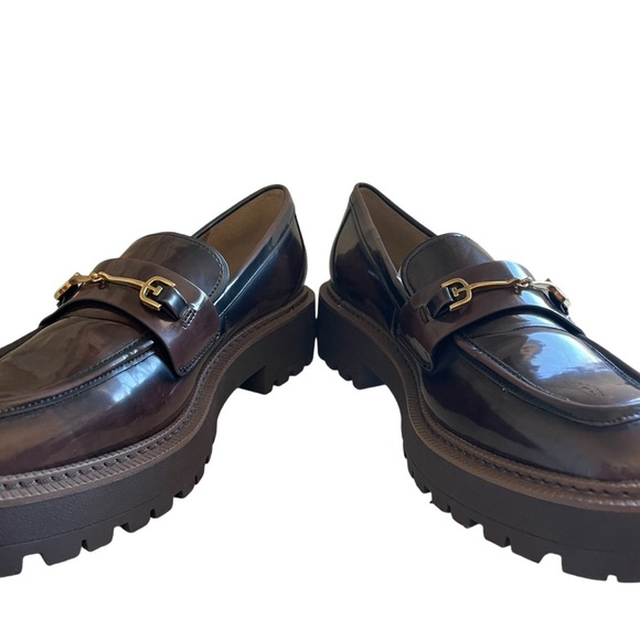 SAM EDELMAN Laurs Lug Sole Loafer Chestnut Shiny Size 10 NWOT - Picture 7 of 13